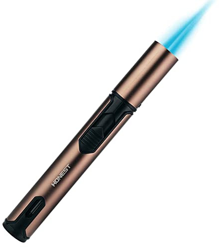ibforcty Refillable Butane Torch Lighter Adjustable Flame Lighter Jet Lighter for Desserts, Creme Brulee, Welding, Camping, BBQ and Baking - Brown (Butane Gas Not Included)