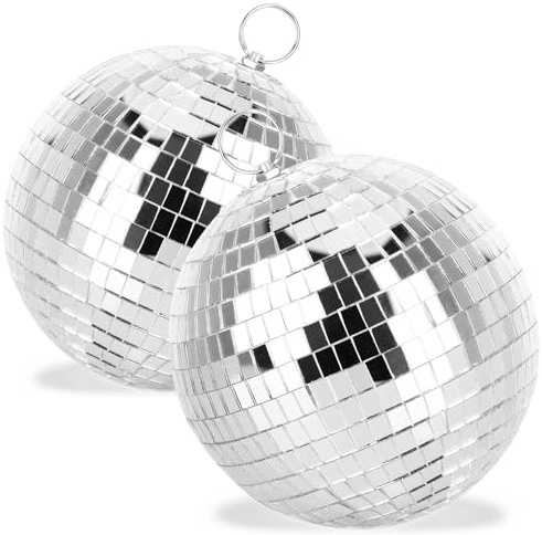 com-four® 2X Discokugel - Spiegelkugel zum Aufhängen - Disco Ball für Party - Partykugel für Silvester, Geburtstag, Mottoparty - Ø 15 cm (Ø 15cm / 2X)