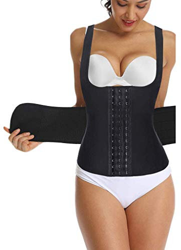Raopuzi Fitness Waist Trainer Damen Neoprene Sauna Bauchweggürtel Schwitzgürtel Bauch Weg Stark Formend Taillenformer Unterbrust Corsage Shapewear (Schwarz, XXL)