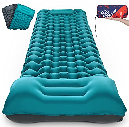 Camping Sleeping Self Inflating Mat: 10cm Thick Lightweight Single Camp Air Bed & Connectable Double Camping Pads & Compact Inflatable Roll Camping Mattress for Outdoor Hiking Backpacking