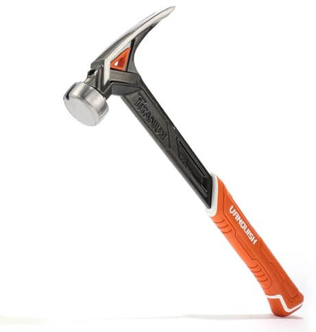 VANQUISH 11oz Titanium Framing Hammer Straight Rip Claw with Smooth Face, Magnetic Nail Hodder, One Piece Forged Anti-Vibration Design, Soft Grip 0536