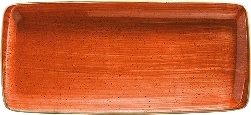 Bonna 6x Aura Terracotta Moove Platte rechteckig 34x16cm 2,5cm hoch Orange Creme Porzellan ATCMOV35DT Servierplatten Speiseteller Essteller Geschirr