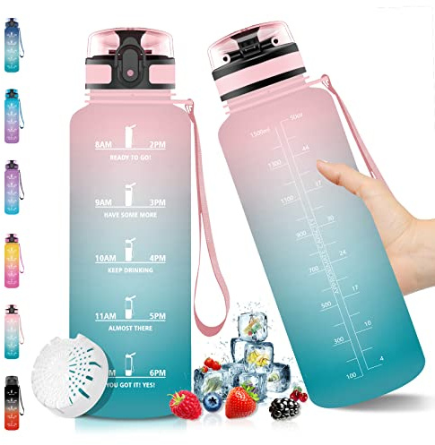 Vikaster Trinkflasche Sport, 500ml / 1L / 1,5L BPA-frei Tritan Auslaufsicher Kunststoff Wasserflasche, Kohlensäure Geeignet, Sportflasche für Fahrrad, Kinder, Schule, Fitness, Yoga