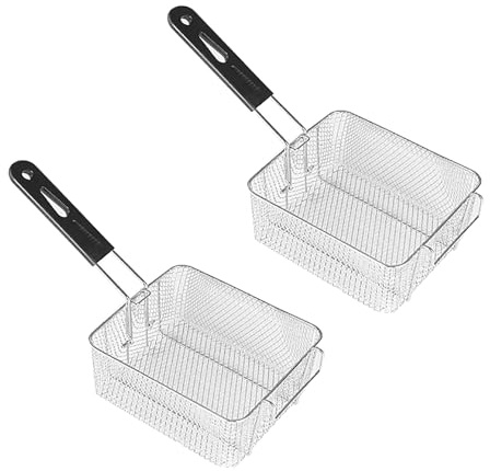 ZYFC Cesta para Freidora Profunda, Cesta Coladora de Red de Malla Cuadrada con Mango Antideslizante, Cesta para Freidora Comercial de Pescado con Patatas Fritas de Cocina para Restaurante