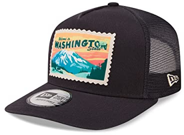 New Era Washington State Postcard Patch Navy A-Frame Adjustable Trucker Cap