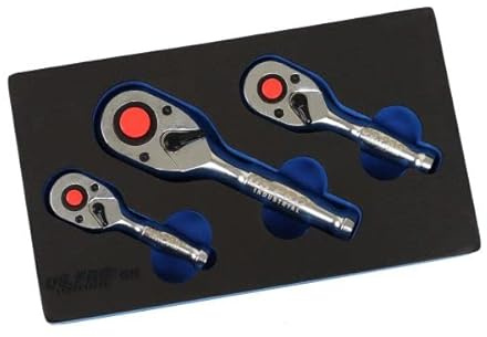 US PRO INDUSTRIAL Stubby Short Ratchet Socket Wrench Set 90 Tooth Reversible 1/4'' 3/8'' 1/2''Dr (4224)