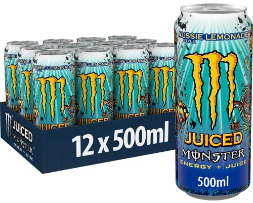 Monster Energy Aussie Style Lemonade, Energy Drink, Dose, 12 x 500 ml | Koffeinhaltiger Energy-Drink mit dem Geschmack sommerlicher Zitruslimonade, full Flavour, full Sugar, Juice