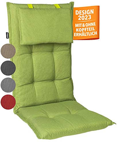 gardisun Gartenstuhlauflagen Hochlehner mit Kopfteil I Extra Dicke Sitzauflagen I Made in Europe I Ideale Polsterauflagen für Hochlehner I Auflagen mit extra hoher Lichtechtheit I 2er Set I Grün