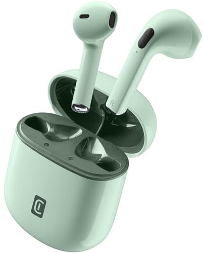 cellularline | WIRELESS HEADSET STYLE COLOR | Auricolari Bluetooth con Custodia di Ricarica in Match Colore - Talk Time 3 ore - Play Time 4 ore - Total Play Time 24 ore - ChargingTime 2 ore (Verde)