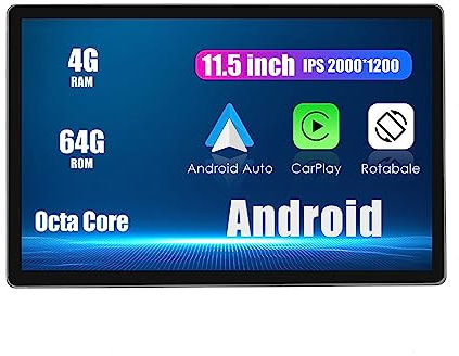 Universal CarPlay/Android Auto Autoradio Android FM Radio Car Navigation Stereo Pad Lecteur multimédia GPS 11.5 IPS Screen Display RDS DSP BT WiFi 2 Din Headunit Tablet Octa Core 4G+64G Rotabilité