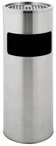 PROREGAL Runder Kombiascher | 12,5 Liter, HxØ 61x25cm | Verzinkter Inneneimer | Edelstahl/Silber