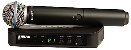 Shure BLX24/B58 UHF Wireless Mikrofonsystem - Perfekt für Kirche, Karaoke - 14-Stunden Akkulaufzeit, 100m Reichweite | Beinhaltet BETA 58A Handheld Vocal Mikrofon, Single Channel Empfänger | K3E Band