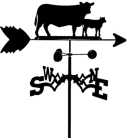 Hofdekoration, Kuh- und Kalb-Silhouette, Dachmontage, Wetterfahne, Wetterfahne, Windrichtungsanzeiger, Edelstahl-Wetterhahn, Messwerkzeug