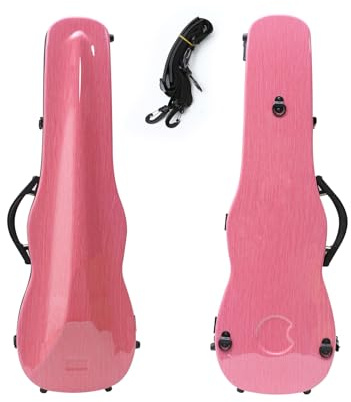 WUQIMUSC Violinenkoffer 4/4 Full Size Carbon Fiberglas Hartschale Wasserdicht Violine Reisekoffer mit Rückengurten (Rosa)