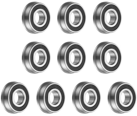sourcing map F6202-2RS Flanged Ball Bearing, 10pcs 15x35x11mm Chrome Steel Double Sealed ABEC1 Flange Bearings