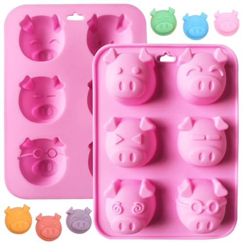 HGSHUO Glücksschweinchen Silikonformen Schweinchen Backform Schokoladenformen Schwein Form Eiswürfelform Süßigkeiten Schokoladenform DIY Mousse Gelee Dessert Soap Ostern Weihnachten A