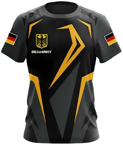 YuanDiann 2024 Europea Calcio Coppa Magliette Germania Tifosi Fare Il Tifo Sport Casual Uomo Donna Bandiera Nazionale Stampa Manica Corta Girocollo Traspirante Asciugatura Veloce T Shirt 21# L