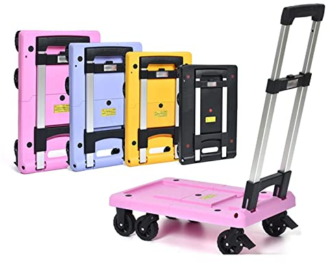 Flachbett-Handwagen Plattform-Handkarre, kleiner faltbarer Schubwagen for einfache Lagerung und um 360 Grad drehbare Räder, einziehbares Fahrgestell, mehrfarbig Schwerlast-Flachbettwagen (Color : P 1