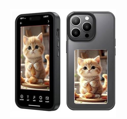 Guidre Ink Screen Smartphone Funda, 2024 Nueva AI 4 Colores Tinta Pantalla Teléfono Móvil,Funda para Teléfono Móvil NFC (Schwarz, für iPhone 13 Pro MAX Case)