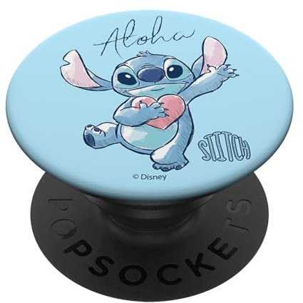 Disney Lilo & Stitch Aloha Cute Stitch Heart Sketch Logo PopSockets Swappable PopGrip