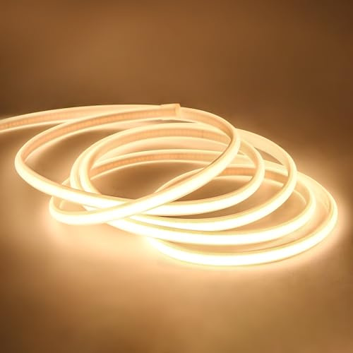 pcningled led Outdoor Strip Lights ip67 5M (16.4ft) Waterproof AC 220V 320 LEDs/m Light Strips for kitchent Cabinet Bathroom Sauna，etc (Warm White, 5M)