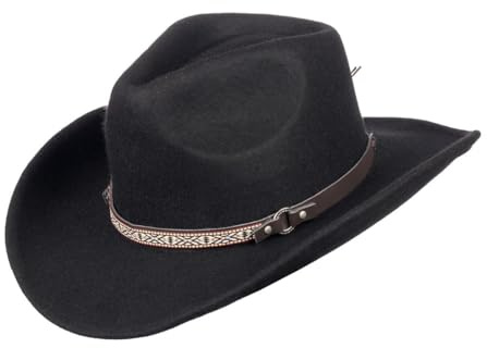 SCIPPIS Westernhut „Reeves“ – Cowboyhut aus 100 % Wollfilz mit Drahtkrempe, Formbar & Wasserabweisend, Unisex Hut für Damen & Herren, Schwarz