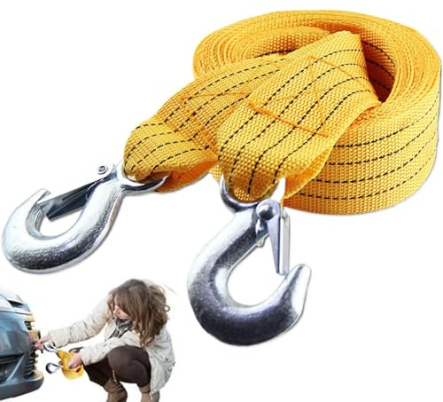 Corde de remorquage de Voiture, câble de remorquage de Camion – Câble de remorquage de Bateau de Camion Robuste – Sangles de remorquage de Voiture Robustes, Corde de remorquage de véhicule Jaune pour