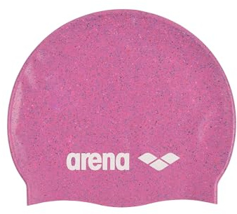 Arena Classic unisex återvunnen silikon badmössa för kvinnor och män, intensiv träning och racing bekvämt långt hår badmössa, rosa/multi