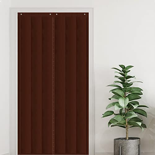 Rideau de porte isolé très résistant à fermeture automatique pour porte coulissante, insonorisant, thermique, porte de garage, porte temporaire pour terrasse, balcon, cuisine, entrée, couverture extra