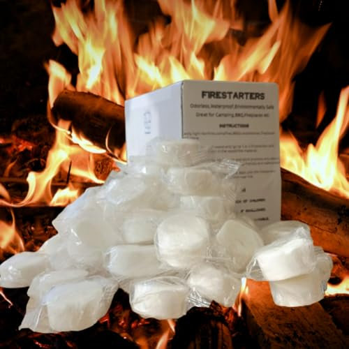 50x15g Wax Firelighters - Individually Wrapped, Long-Lasting Fire Starters for Camping, Log Burners, BBQs, Open Fires&Fire Pits