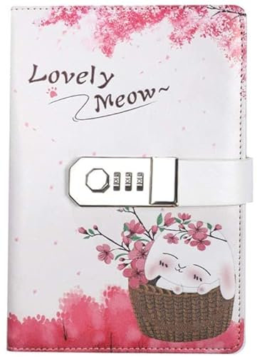 GOOPEEG Notizbuch Nachfüllbar Tagebuch B6 Notizbuch Creative Password Lock Journal Lock Diary Digitales Passwort-Notizbuch Locking Journal Diary Reisetagebuch Universitäts Notizen(A)