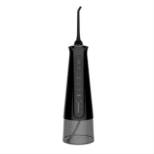 Irrigatore orale dentale portatile con 3 modalità, 6 punte a getto sostituibili, detergente for denti impermeabile ricaricabile for casa e viaggio - Serbatoio rimovibile da 300 ml (Colore : Nero) (Col