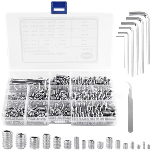 540Pcs Grub Screws Set, 17 Metric Sizes M2/3/4/5/6/8 Internal Hex Drive Cup-Point Screws Kit, Stainless Steel Assortment With 6 Hex Wrenches For Door Handles, Faucets, Light Fixtures