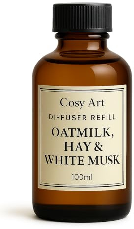 Cosy Art London Duftstäbchen-Diffusor-Nachfüllpackung mit Hafermilch, Heu und weißem Moschus – langanhaltendes reines ätherisches Öl Schilfrohr-Diffusor-Nachfüllpackung | Warmes, cremiges & erdiges