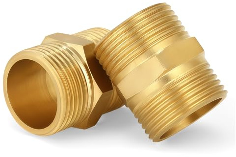 Mamelon Laiton Double Mâle 3/4, Double mamelon Hexagonal 2 pièces, Filetage Extérieur en Laiton Mamelon, pour Tuyau Douche, Reducteur de Pression Eau, Groupe de Securite Chauffe Eau, Radiateur