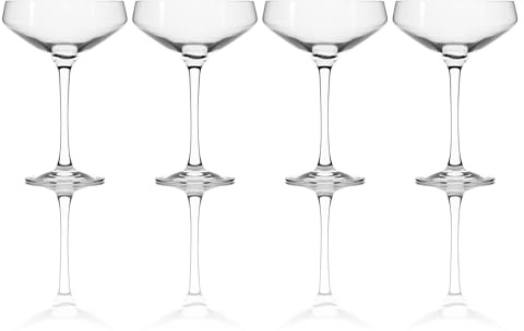 Cristal D'arques Ultime Cocktail Glasses Set of 4-300ml Coupe Style, Vintage-Inspired Crystalline Glass, Dishwasher Safe - Elegant French Design for Celebrations