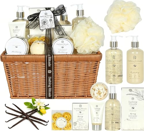 GLOSS! Badset BATHING – julklappsset – presentidé till födelsedag, lärare, alla hjärtans dag, mors dag – välbefinnande och avkoppling – varm vanilj och LIME Blossom