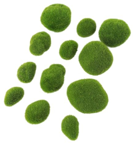 AKOOSY 12pcs Simulation Moss Stones Decoration for Terrarium Moss Ball Craft Aquarium Natural Style Rock Set for DIY Garden and Floral Display
