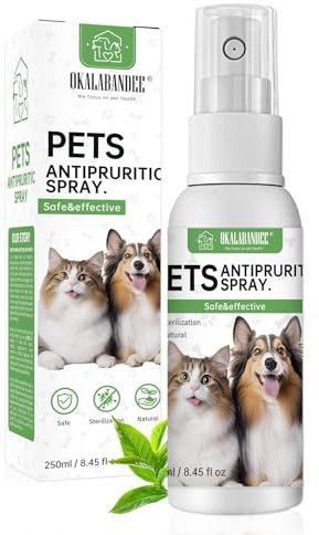 1*250ml Spray Anti Prurito, Spray Antiprurito Per Animal, Contro Prurito Cane per Cani e Gatti, Per La Cura Della Pelle Di Animal Quotidiano, Alleviano il Prurito Cane e Gatto Prurito Della Pelle