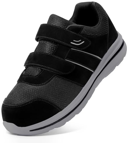 Estinko Diabetic Shoes for Men Adjustable Diabetic Shoe Diabetic Walking Shoes Extra Wide Shoes for Swollen Feet Pain Relief （Black 9 Wide）