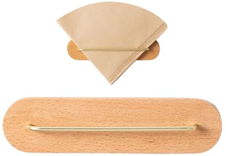Portafiltro Caffè A Cono – Legno Metallo 14x3,5 Cm | Porta Dispenser Per Carta Da Parati | Distributore Di Filtri Per Caffè Con Montaggio A Parete Per Bancone Della Cucina, Bar E Organizzazione Domest