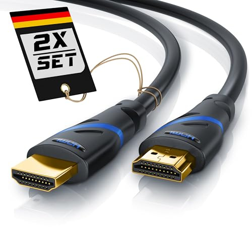 CSL - 7,5m 2er-Pack 4K HDMI Kabel 2.0b - zertifiziertes Kabel 4k@60Hz - UHD - High Speed Ethernet 18Gbps HDMI 2.0 4k, HDR 10+ eARC 3D VRR HDCP 2.2&2.3 Gaming TV PS5 Xbox