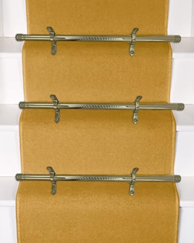 Trappor, mattstänger, antik mässing trapplöparstänger – justerbara mattbarhållare för minimalistisk inomhusdekor, 10 st 145 cm (57 tum) rörformiga säkringsstänger för trapplöpare