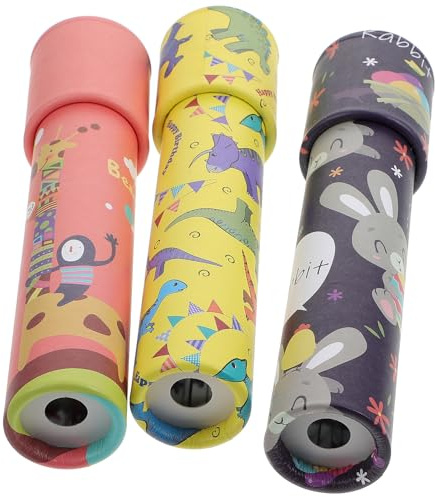 GARVALON Set 3 Caleidoscopi per Bambini in Carta Rotanti Giocattoli Educativi Interazione Genitore-Figlio Regalo per Bambini Stili Multipli
