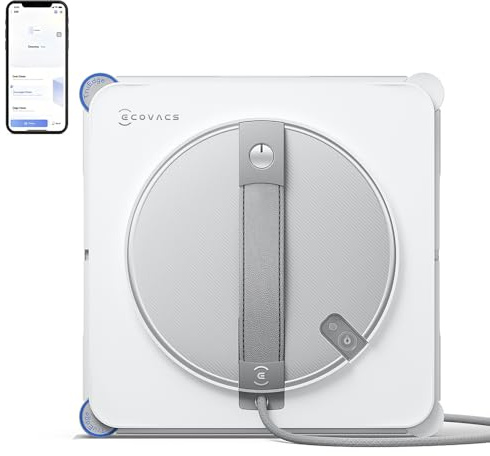 ECOVACS WINBOT W2S Window Cleaning Robot, Intelligent Edge-to-Edge Cleaning with TruEdge Scrubbers, 3 Water Nozzles, 10-Level Safety System, Win-SLAM 4.0 Route Planning, Even Climbing System