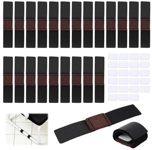 leruiyezs 24pcs Stuhlgleiter Freischwinger Mit Klettverschluss, Selbstklebende Pad Möbel Filzgleiter,Bodenschoner Für Stühle Mit Schienen,Schwingstuhl Schutz Für Boden,Geräuscharm,Zuschneidbar
