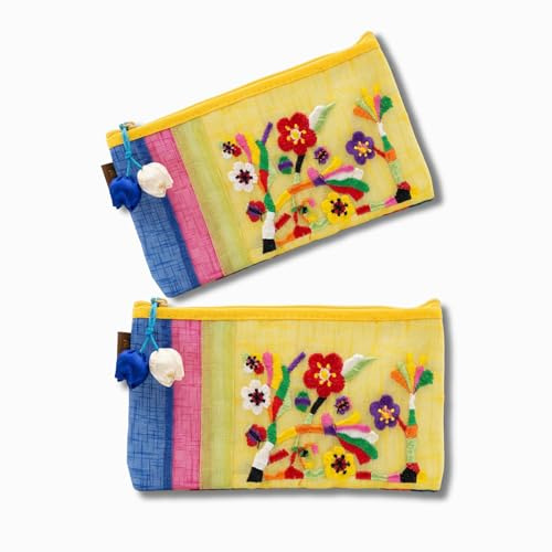 Korean Colorful Patchwork Embroidered Mini Pouch – Traditional Korean Fabric Zipper Coin Purse, Spring purses for women 2026, Cultural Gift for Travel, Makeup, or Small Essentials