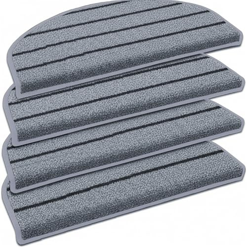 KEYTYTAR 15 Stück Stufenmatten Treppen-Teppich - 65x24cm Treppenstufen Matten Halbrund Trittfläche, Teppich für Treppenstufen, Treppenschutz, Treppenteppich für Kinder Ältere und Hunde