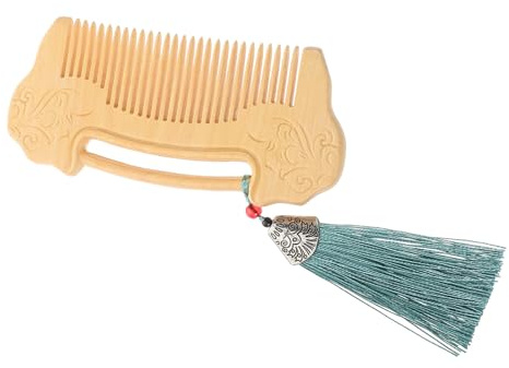 TOPPERFUN Handmade Wooden Comb Promoting Hair Health with Fine Tooth Design Featuring Intricately Carved Ruyi Lock Pattern for Hair and Beard for Men and Women