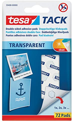 Tesa Tack Pack de 72 Pastilles Transparent, 594080000000